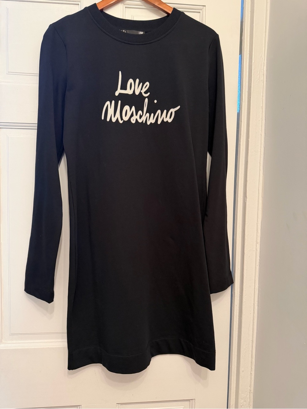 Love Moschino Black Long Sleeve Logo Dress Top